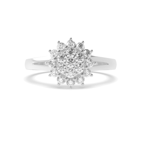 4 Prong Round Phase Cluster Engagement Ring