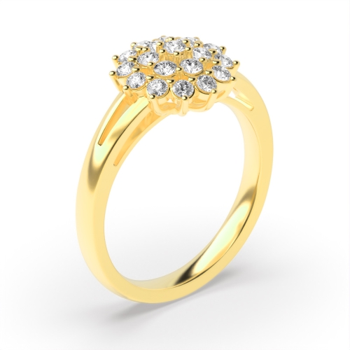 4 Prong Round Yellow Gold Phase Engagement Rings