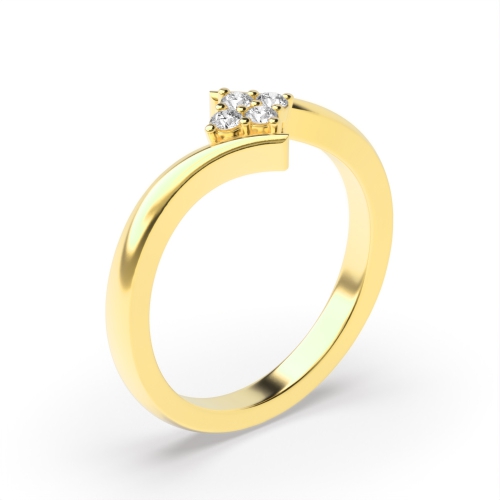 4 Prong Round Yellow Gold Cluster Diamond Ring