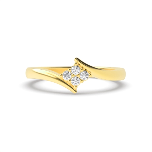 4 Prong Round Yellow Gold Cluster Diamond Ring