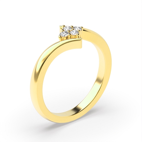4 Prong Round Yellow Gold Myst Engagement Rings