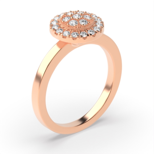Pave Setting Round Rose Gold Glimmer Halo Engagement Rings