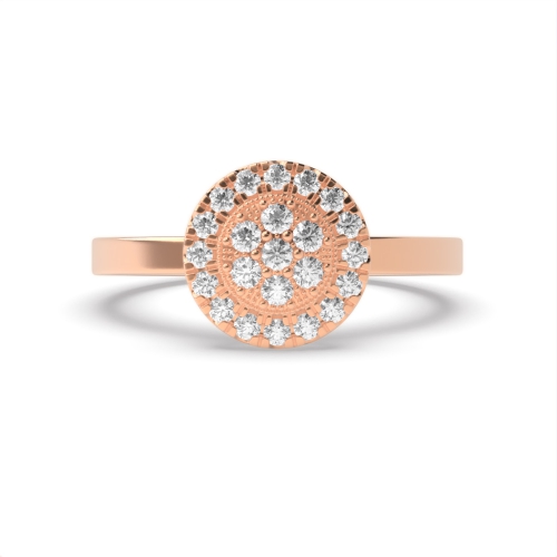 Pave Setting Round Rose Gold Glimmer Halo Engagement Rings