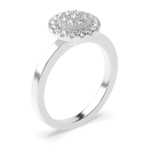 Pave Setting Round Platinum Glimmer Halo Engagement Rings
