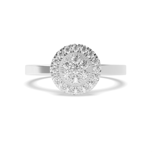 Pave Setting Round Platinum Glimmer Halo Engagement Rings