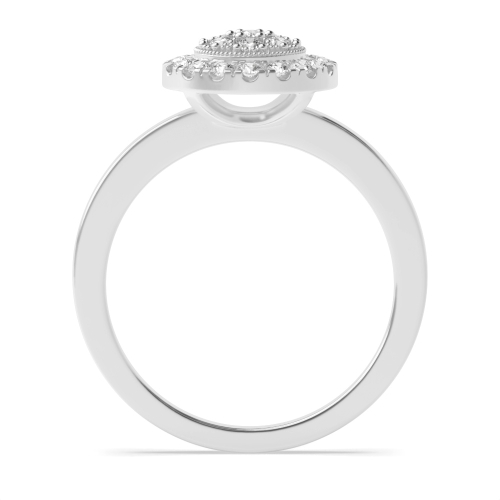 Pave Setting Round Platinum Glimmer Halo Engagement Rings