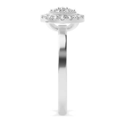 Pave Setting Round Platinum Glimmer Halo Engagement Rings