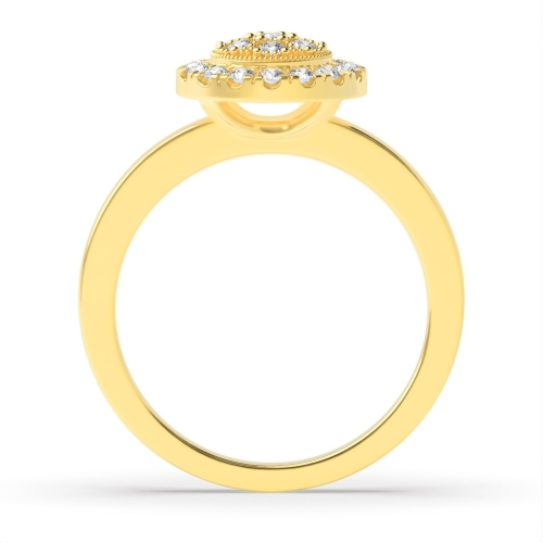 Pave Setting Round Yellow Gold Glimmer Halo Engagement Rings