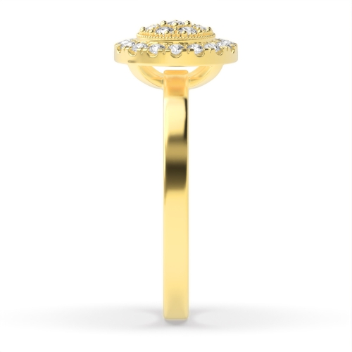 Pave Setting Round Yellow Gold Glimmer Halo Engagement Rings