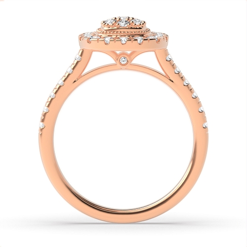 Pave Setting Round Rose Gold Radiantique Engagement Rings