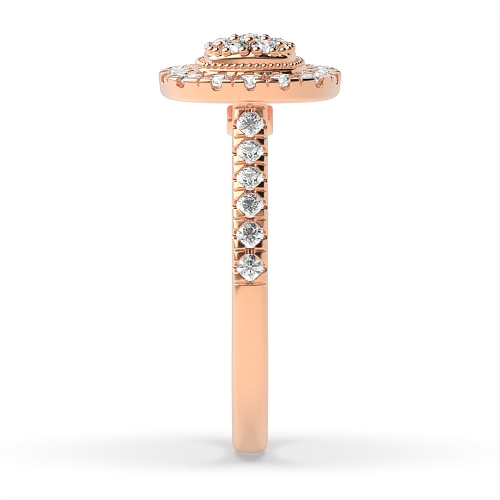 Pave Setting Round Rose Gold Radiantique Engagement Rings