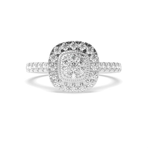 Pave Setting Round Radiantique Moissanite Engagement Rings