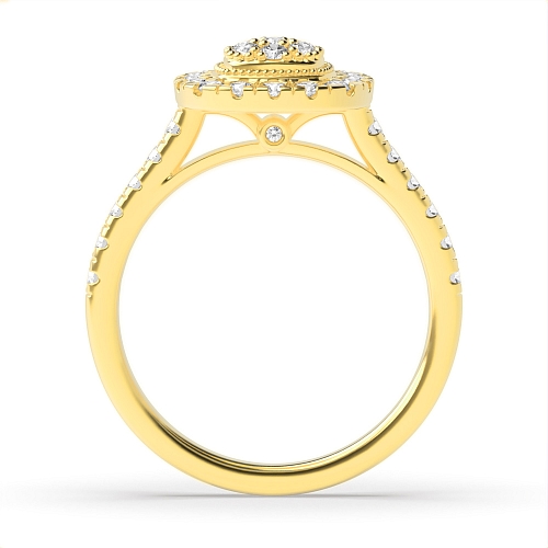 Pave Setting Round Yellow Gold Radiantique Engagement Rings