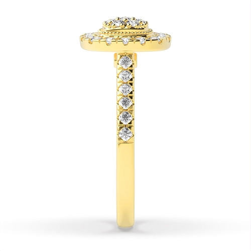 Pave Setting Round Yellow Gold Radiantique Engagement Rings