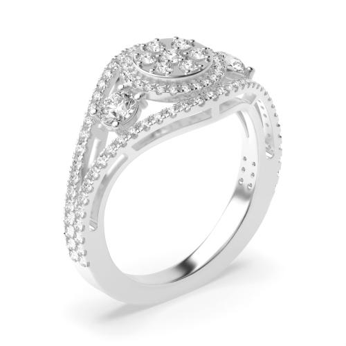 4 Prong Round Radiance Side Stone Engagement Rings