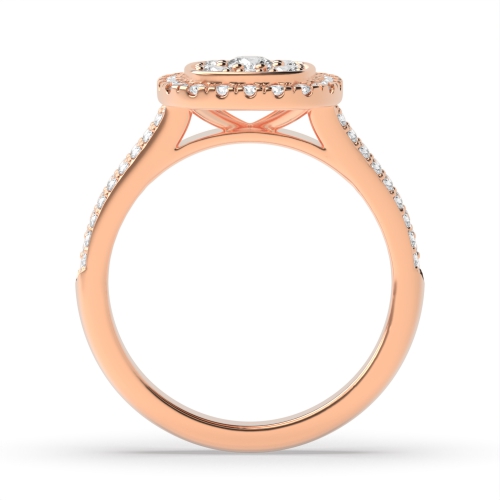 Pave Setting Round Rose Gold Clustered Engagement Rings
