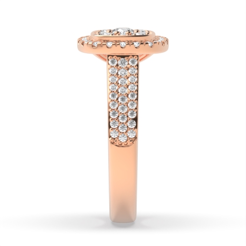 Pave Setting Round Rose Gold Clustered Engagement Rings