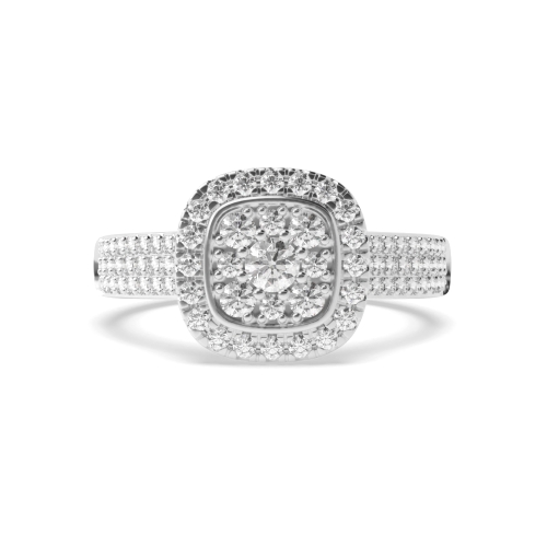 Pave Setting Round Clustered Moissanite Engagement Rings