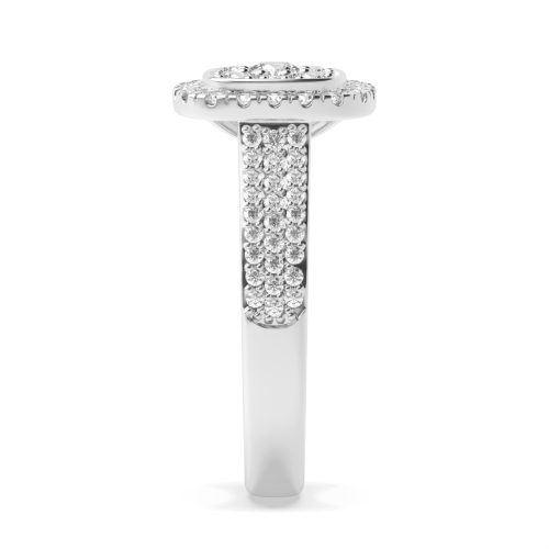 Pave Setting Round Clustered Moissanite Engagement Rings
