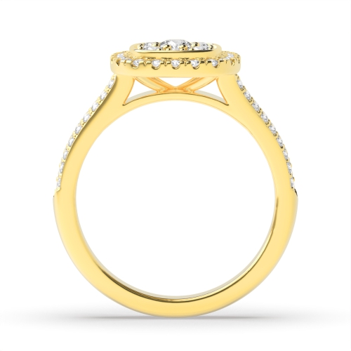 Pave Setting Round Yellow Gold Clustered Engagement Rings
