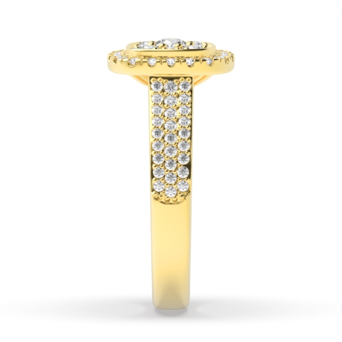Pave Setting Round Yellow Gold Clustered Engagement Rings