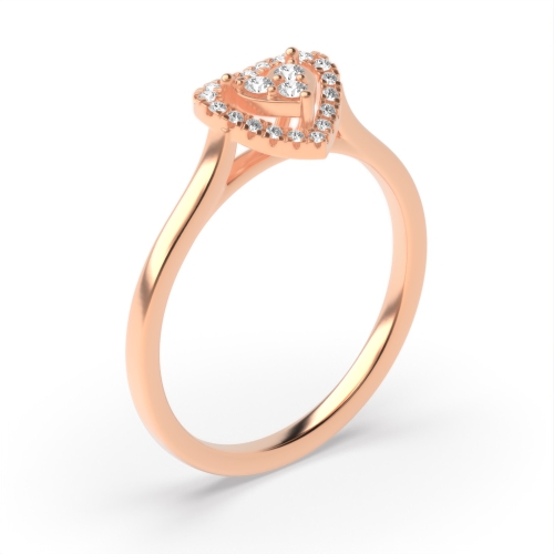 4 Prong Round Rose Gold Heartlight Halo Engagement Rings