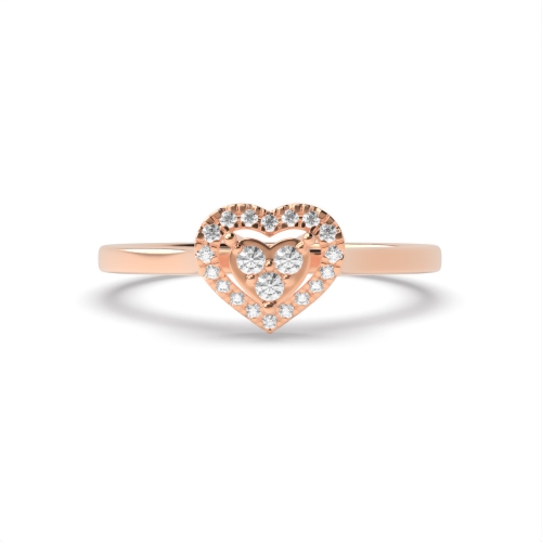 4 Prong Round Rose Gold Heartlight Halo Engagement Rings