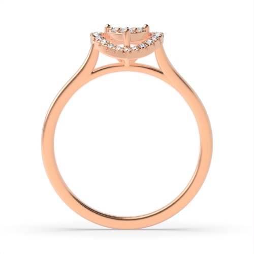 4 Prong Round Rose Gold Heartlight Halo Engagement Rings