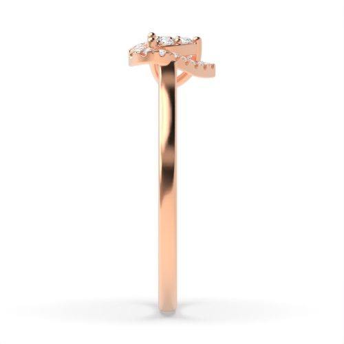 4 Prong Round Rose Gold Heartlight Halo Engagement Rings