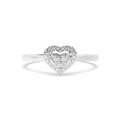 4 Prong Round Heartlight Halo Moissanite Engagement Rings