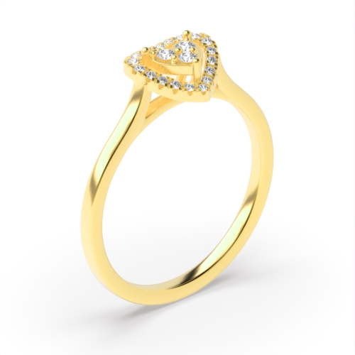 4 Prong Round Yellow Gold Heartlight Halo Engagement Rings
