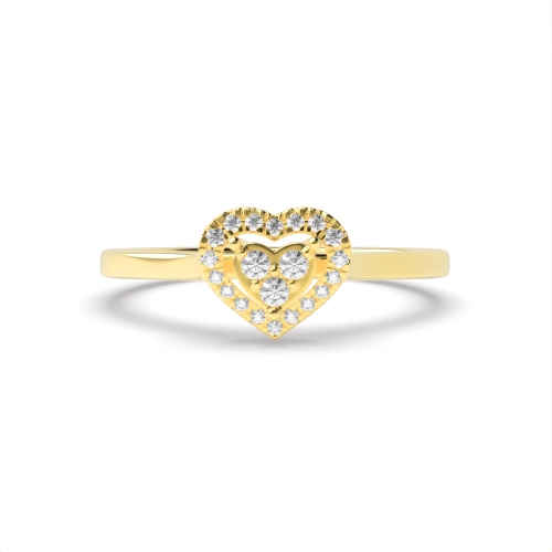 4 Prong Round Yellow Gold Heartlight Halo Engagement Rings