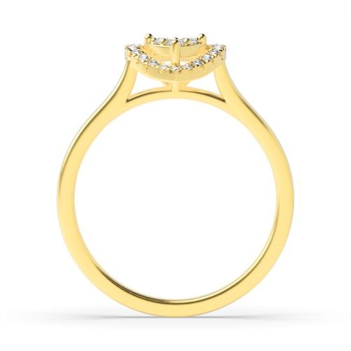 4 Prong Round Yellow Gold Heartlight Halo Engagement Rings