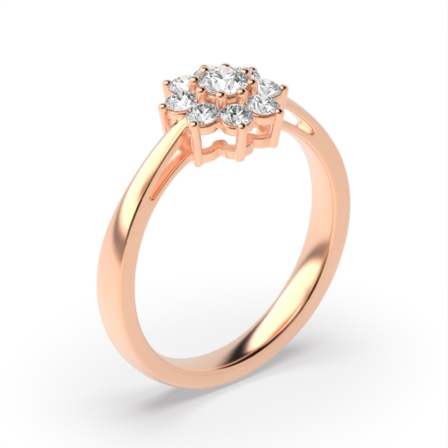 4 Prong Round Rose Gold Flower Engagement Rings