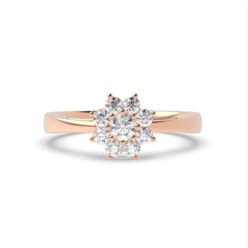 4 Prong Round Rose Gold Flower Engagement Rings