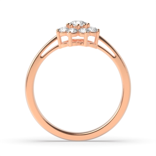 4 Prong Round Rose Gold Flower Engagement Rings