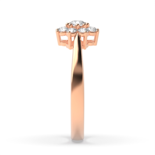 4 Prong Round Rose Gold Flower Engagement Rings