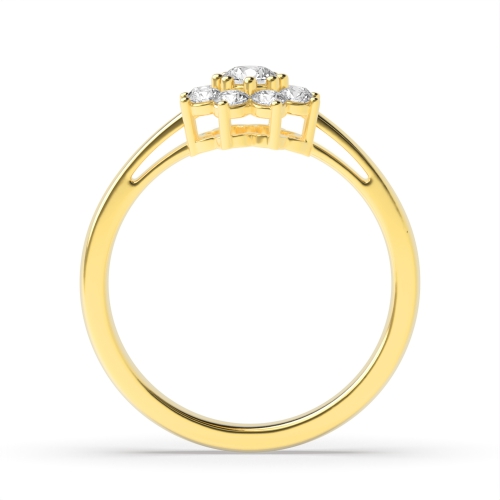 4 Prong Round Yellow Gold Flower Engagement Rings
