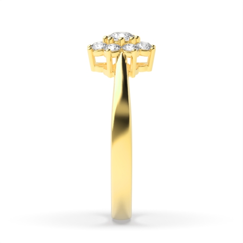 4 Prong Round Yellow Gold Flower Engagement Rings