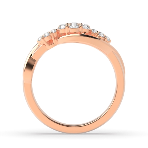 4 Prong Round Rose Gold Three Flower Engagement Rings