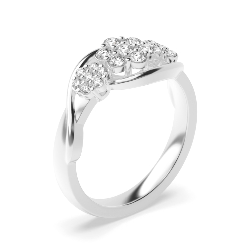 4 Prong Round Three Flower Moissanite Engagement Rings