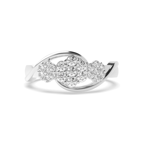 4 Prong Round Three Flower Moissanite Engagement Rings