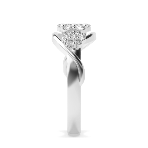 4 Prong Round Three Flower Moissanite Engagement Rings