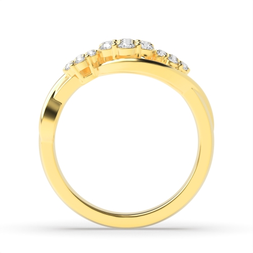 4 Prong Round Yellow Gold Three Flower Engagement Rings