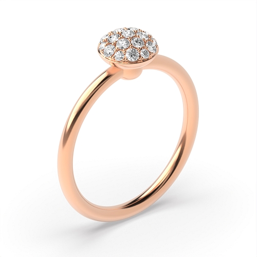 Pave Setting Round Rose Gold Flower Diamond Rings