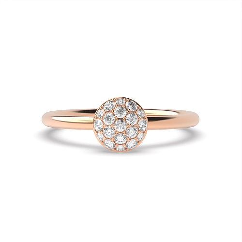 Pave Setting Round Rose Gold Flower Diamond Rings
