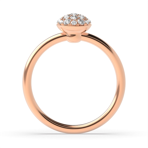 Pave Setting Round Rose Gold Flower Diamond Rings