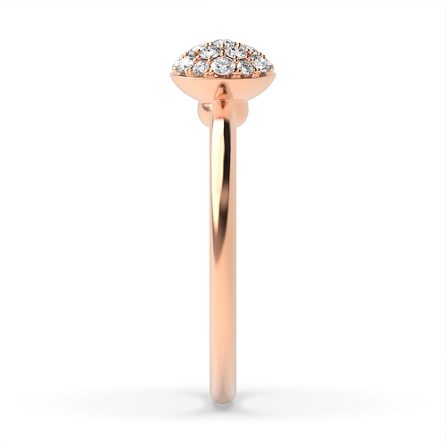 Pave Setting Round Rose Gold Flower Diamond Rings
