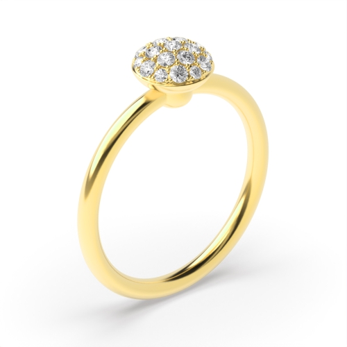 Pave Setting Round Yellow Gold Cluster Diamond Ring