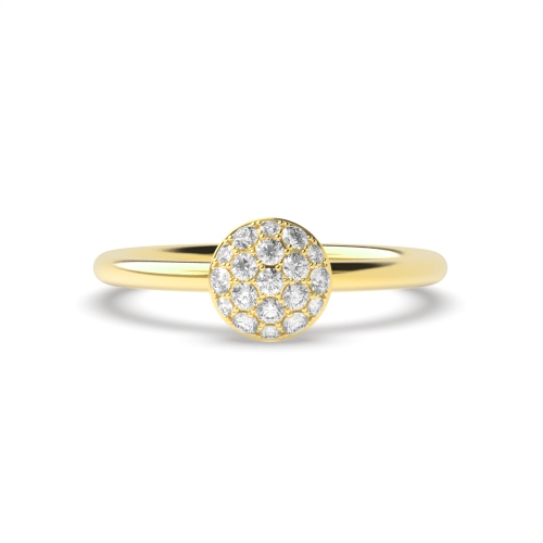 Pave Setting Round Yellow Gold Cluster Diamond Ring